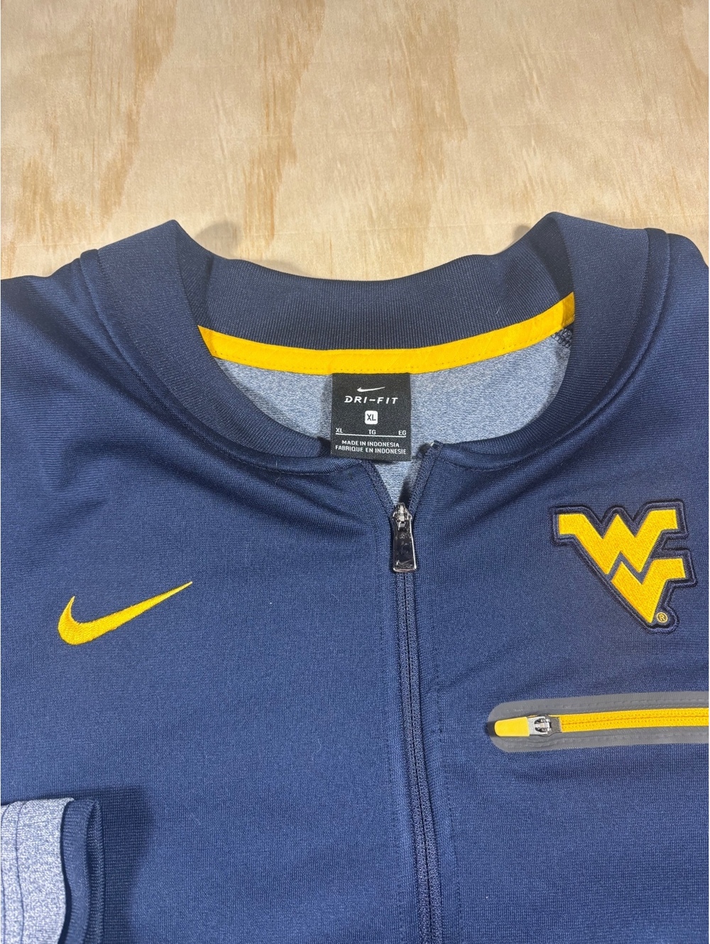 Nike Dri-Fit West Virginia Sweatshirt Mens XL Blue Quarter Zip Pullover Football - Picture 3 of 8